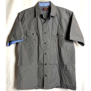 World Famous Teddy Scares Gray Short Sleeve Cotton Button Shirt Men's Size 3XL